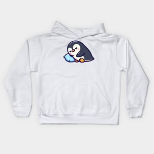 cute penguin sleeping pleasantly Kids Hoodie